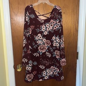 Long sleeve maroon floral dress